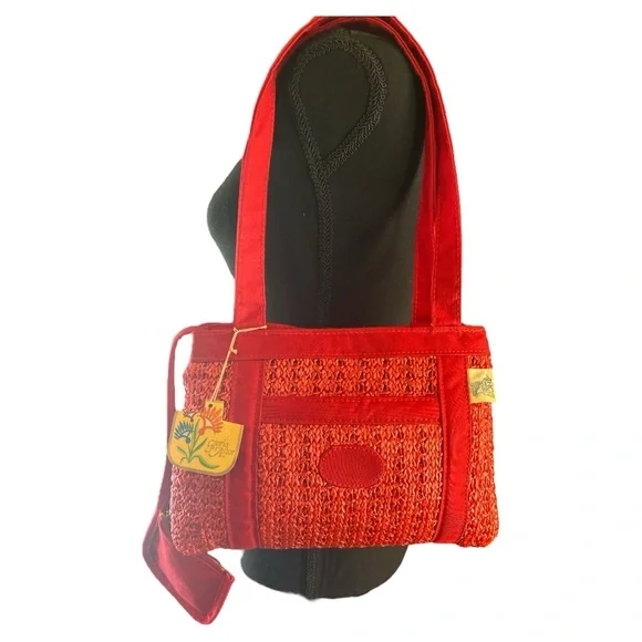 Vintage Gloria Astor NWT Red Woven Handbag with coin purse - Picture 4 of 11